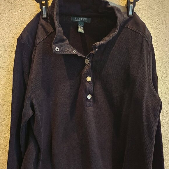 Black Lauren Ralph Lauren Long Sleeve Winter Wardrobe Layering Logo Top XL - Picture 2 of 5